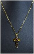 9 Carat Gold Pendant Cross Central Garne