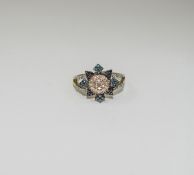 9 Carat Gold Diamond Cluster Ring Flower