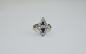 14ct Gold Diamond and Sapphire Cluster R