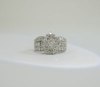 Ladies 9ct White Gold Diamond Cluster Ri