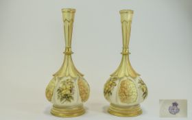 Royal Worcester Pair of Hand Painted Blu