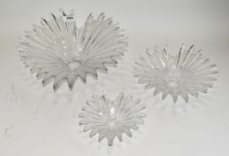 Set Of Three Dartington Crystal Glass Pa