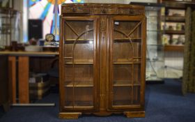 Early 20thC Oak Glazed Bookcase 52 by 36