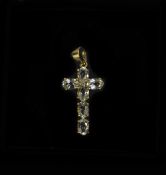 9ct Gold Topaz Set Pendant Cross. Fully