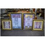 Set of 4 Framed Decorative Modern Prints