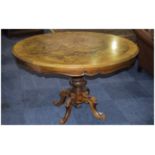 Large Circular Walnut Inlay Table Raised