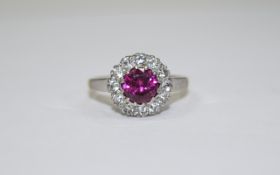 9ct Gold Ruby and Diamond Cluster Ring c