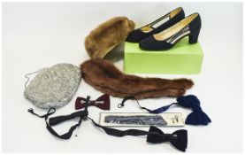 Collection Of Bow Ties, Mink Hat and Min