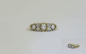 Antique 18ct Gold Gallery Set Pearl and