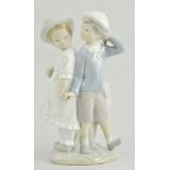 Lladro group of a boy and girl, "hand in hand", height 27cm.