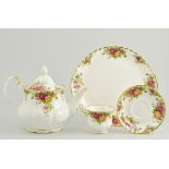 Royal Albet "Old Country Roses" tea service, comprising coffee pot, sugar, creamer, six cups,