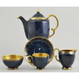 Crown Devon coffee set, "Bleu Royale" pattern No.