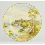 Royal Worcester cabinet plate, hand painted with views off Windsor Castle to a gilt border,