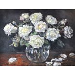 A G Horner, Still Life of Roses in a Vase, signed and dated 1956, oil on board, 55cm x 68cm.
