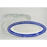 Alfred Meakin Leighton, blue printed fish plate and a 19th Century rectangular printware meat dish,