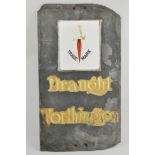 Brewery Advertising: Early 20th Century slate and enamel sign, "Draught Worthington",