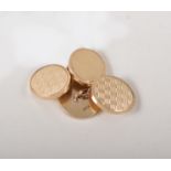 Pair of 9ct hallmarked gold oval faced cufflinks.