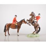 Beswick equestrian model of huntsman, 22cm, another Beswick model of a huntsman on a rearing horse,