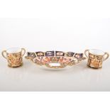 A pair of Royal Crown Derby miniature tygs, date ciphers for 1908-09, Imari pattern no.