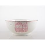 Masonic Interest: Staffordshire pearlware type rose bowl, transfer printed in pink, diameter 27cm.