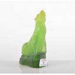 Henri Mercier for Almeric Walter, a pate-de-verre glass model of a seal, circa 1930, in green glass,