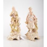 A pair of German creamy-porcelain figures, 20th Century,