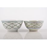Two pairs of Chinese porcelain circular bowls, probably for the Persian market,