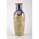 Royal  Doulton stoneware baluster shaped vase, floral decoration to the shoulders, initialled EB,