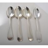 Nine various silver dessert spoons, Fiddle and Old  English pattern, various dates and makers,