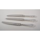 Set of twelve modern silver handled table knives, with steel blades,