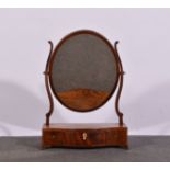 Early Victorian dressing table mirror, oval swing plate, serpentine three drawer base,