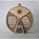 Large Troika pottery wheel lamp base, with abstract design to both sides,