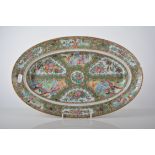 Cantonese oval dish, compartmentalised decoration with Mandarin figures, flowers and birds,