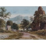 Follower of David Cox, Country Landscape watercolour, 16cm x 21cm.