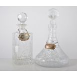 Eleven various decanters, cut and engraved glass, (11).