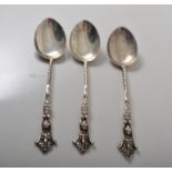 A collection of hallmarked silver flat ware, six apostle teaspoons, five bright cut teaspoons,