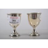 Pair of silver egg cups, gilded interiors, A.J.B., Birmingham 1938.