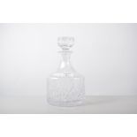 A Studio smoked glass decanter, tapering stopper,