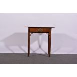 Victorian oak side table, rectangular boarded top, single frieze drawers, moulded legs, 69 x 48cms,