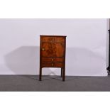 Victorian mahogany night cupboard, plain top above a cupboard and drawers, 45 x 41cms, height 76cms.