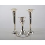 Pair of Art Nouveau style silver candlesticks, maker's mark worn, Sheffield 1894,