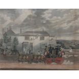 Coaching print, Coventry to Birmingham coach, coloured engraving, 39 x 50cms.