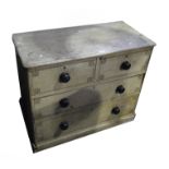 Victorian painted pine chest of drawers, fitted with two short and two long drawers, width 93cm.