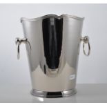 Pair of nickel plated wine coolers, with plain ring handles, 23cm high.