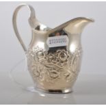 Georgian silver cream jug, reeded outlines, plain handle,