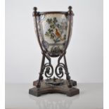 Doulton Lambeth stoneware table lamp base, by Mark V Marshall, decorated with bats,