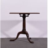 Victorian mahogany tripod table, rectangular tilt top, with rounded corners and moulded edge,