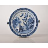 18th Century Chinese porcelain blue and white bowl, marks on base, chipped rim and old rivet repair,
