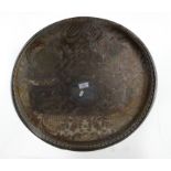 Large electroplated tray, by Viners Limited, circular galleried form,