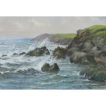 Albert Henry Findley, 'Manorbier Seascape, South Wales', watercolour, signed,